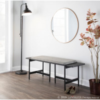 Lumisource BC-CHLOE BKGY Chloe Contemporary Bench in Black Metal and Grey Fabric with Black Wood Accents